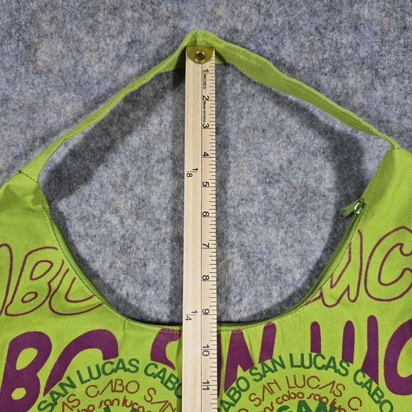 Cabo San Lucas Graphic Design Bag Bright Green Tote Zippered Heart Beach Travel - Picture 2 of 8